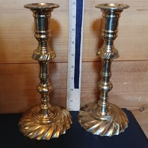 🕯🍽 Vintage Heavy 9” Brass Candlesticks 🥄🕯